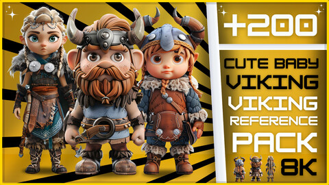 +200 Fantasy Cute Baby Viking | 8K | Viking Reference Pack