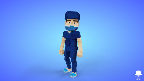 Voxel Doctor Character - 3D Low Poly Model