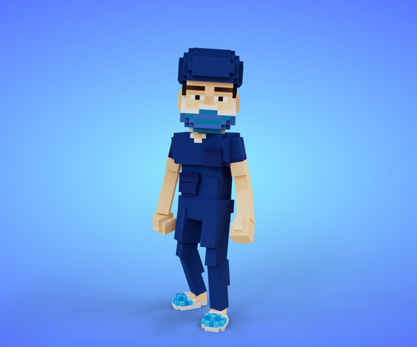 Artstation - Voxel Doctor Character - 3d Low Poly Model 