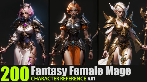 200 Fantasy Female Mage Character Reference V1 4K