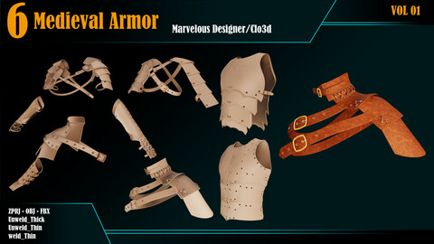 6 Medieval Armor _VOL 01 _Marvelous/CLO +ZPRJ +OBJ+FBX