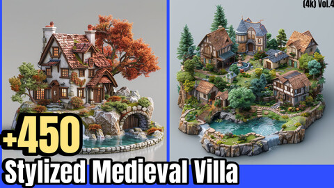 +450 Stylized Medieval Villa Concept (4k)