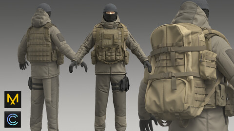 Military Uniform Set (MD/ Clo3d zprj project + obj)