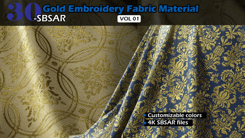 30 Gold Embroidery Fabric Material (-SBSAR)