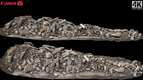 concrete debris long pile photogrammetry