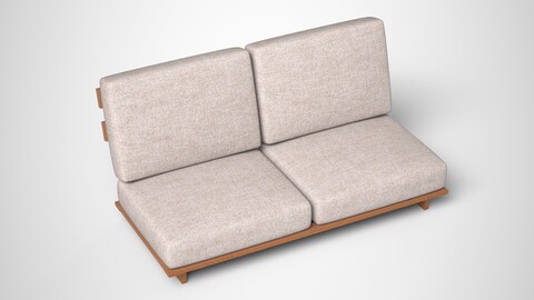 High-Quality Wood Sofa 3D Model Low-poly 3D model