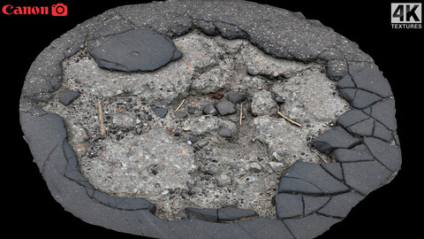 asphalt destroyed road debris part2 photogrammetry