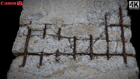 destroyed wall concrete debris metal rods photogrammetry