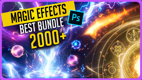 Magic Effects Bundle - 13 Packs Magic Spells, Rune Circles, Glyphs, Magic Blue Golden, Magical Spheres and much more for Photoshop