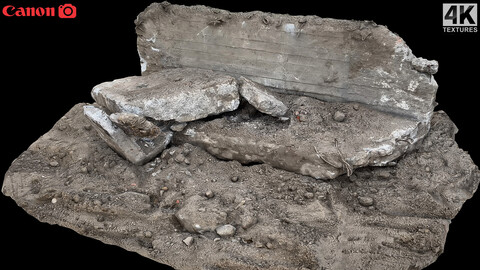 concrete broken slabs debris ground photogrammetry