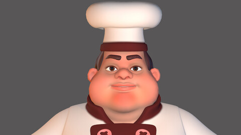 Cartoon chef 3d model low poly