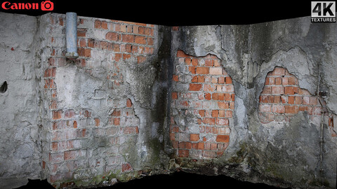 plaster wall damaged bricks corner photogrammetry