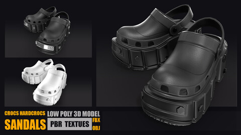 Hard Crocs sandals Low-poly 3D model PBR Textures