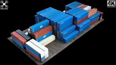 cargo containers terrain set drone scan