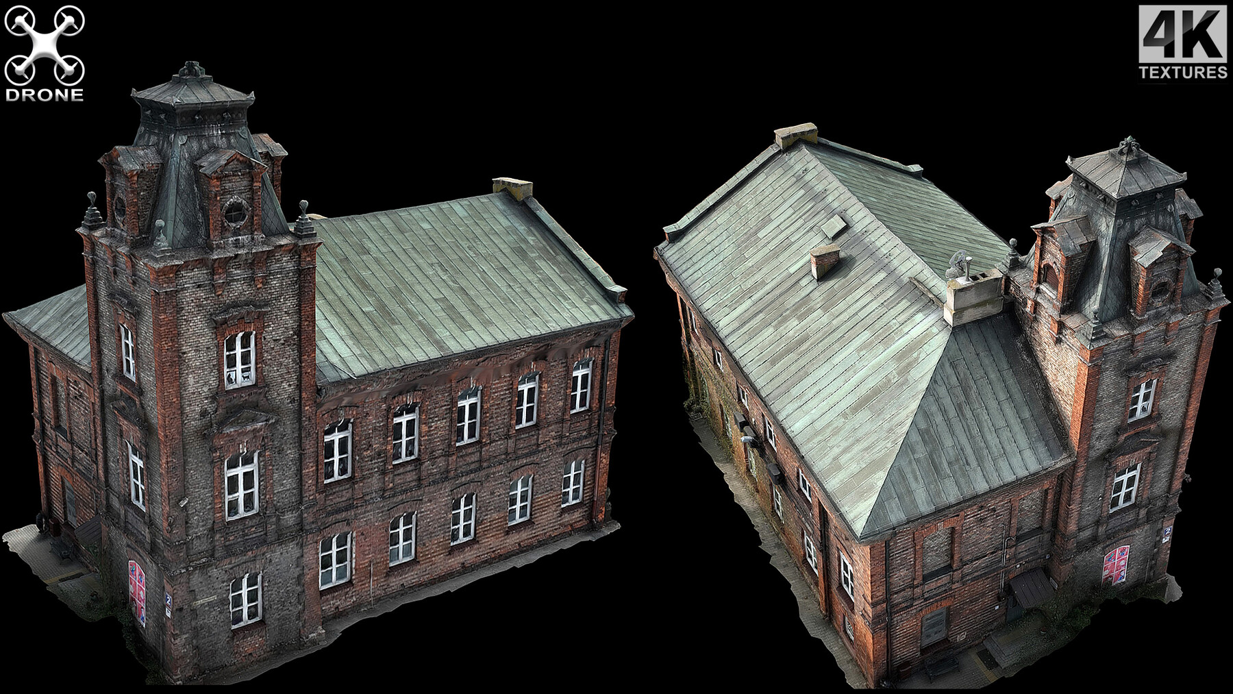 ArtStation - classical abandoned bricks building drone scan | Resources