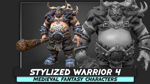 Stylized Warrior 04 - Low Poly Heroes Fantasy Characters - Animation Cudgel Medieval Heroes - #40