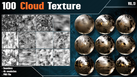 100 Cloud Textures - Vol.13 ( 4k PNG )