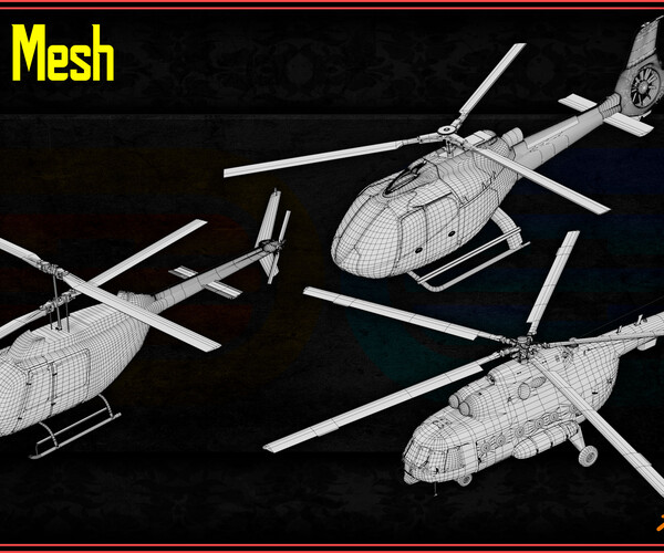 Artstation 20 Helicopter 3d Models With Textures Game Ready Vol 2 Game Assets