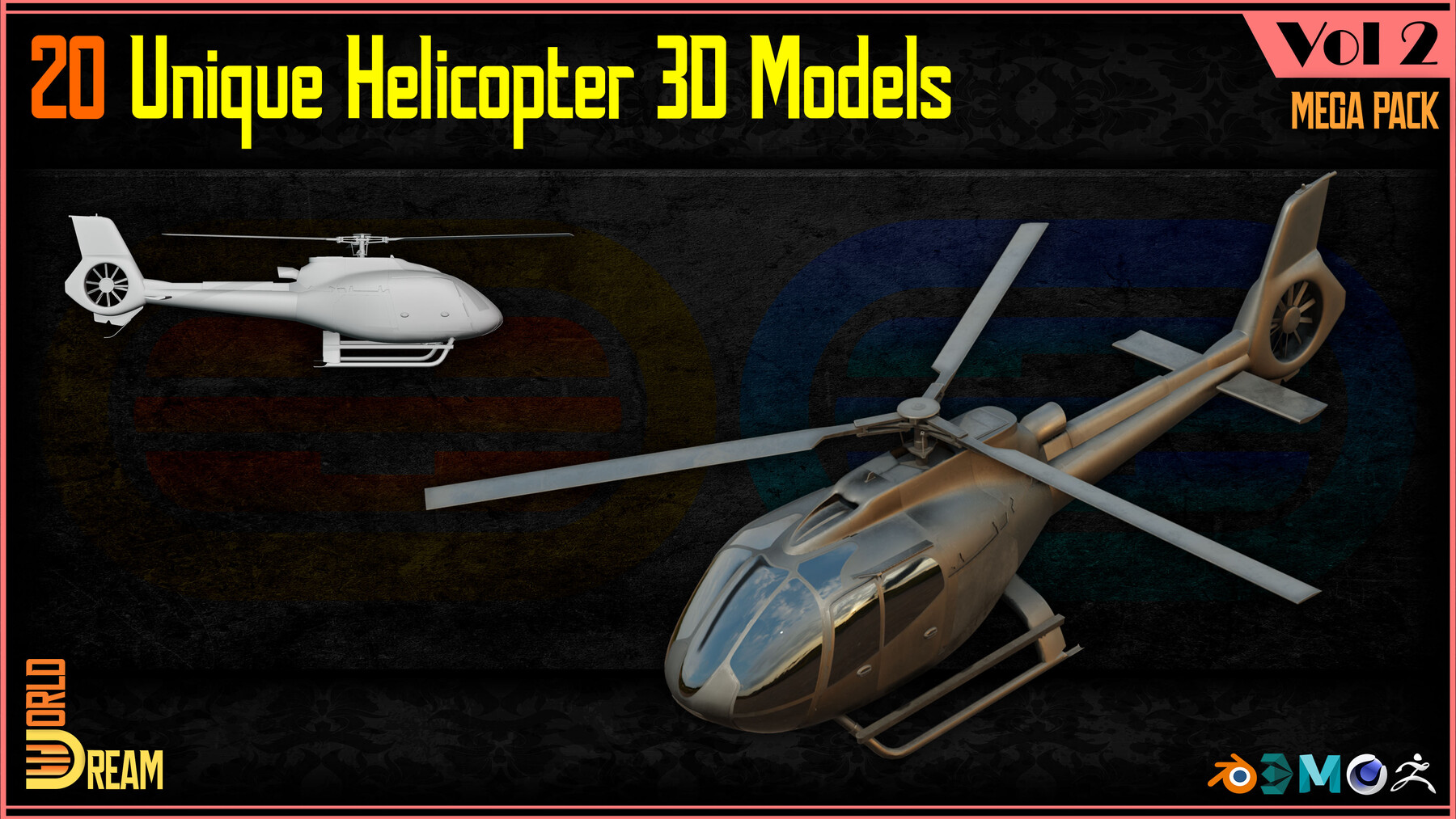 Artstation 20 Helicopter 3d Models With Textures Game Ready Vol 2 Game Assets