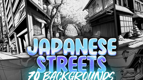 70 Procreate Japanese Streets Background | Procreate Streets in Manga Style Stamp Brushes | Procreate Anime Street Sketches | Procreate Asian City Stamp Brushes | Procreate Comic Book Manga Backgrounds