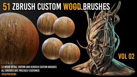 The Ultimate Wood Sculpting Toolkit: 51 Custom ZBrush Wood Brushes VOL02