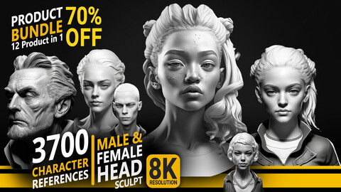 3700 Male & Female Head Sculpt - Character References | 8K Res ( 70% Discount )