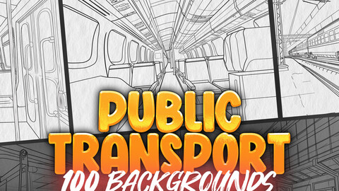 100 Procreate Public Transport Stamps | Procreate Public Transport Backgrounds | Procreate Bus Station Backgrounds | Procreate Train Railway Station Backgrounds | Procreate Transport Comic Book Backgrounds