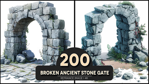 Broken Ancient Stone Gate 4K Reference/Concept Images