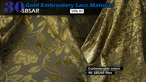 30 Gold Embroidery Lace Material (-SBSAR)