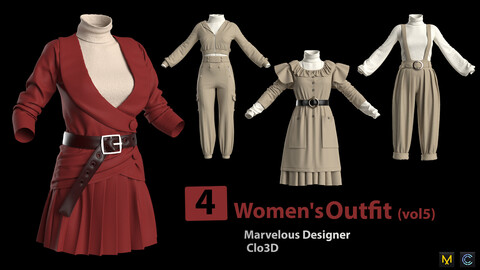 4 Women's Outfit (vol5) + Zprj +Obj + Fbx