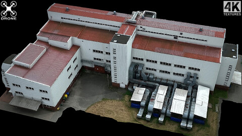 industrual facility factory buildings drone scan