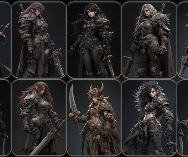 Artstation - 200 Fantasy Female Warrior Reference Pack 