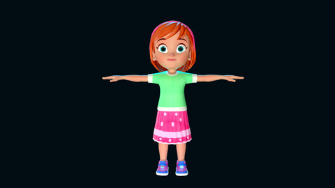 Cartoon Girl Rigged Character