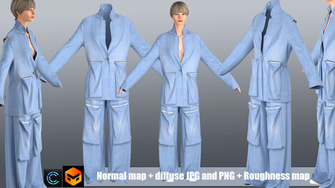 denim jacket and pants Marvelous Designer