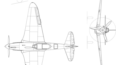 Yakovlev Yak-9P 3-view-svg vector file