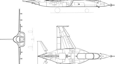 Yakolev Yak-130D 3-view-svg vector file