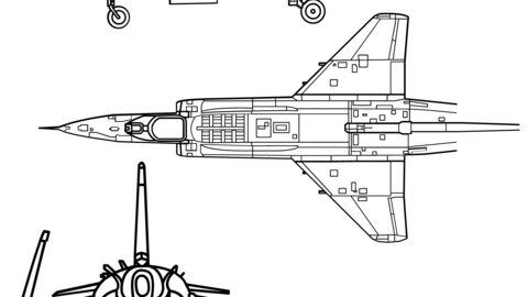 Yakolev Yak-38 3-view 3-view-svg vector file