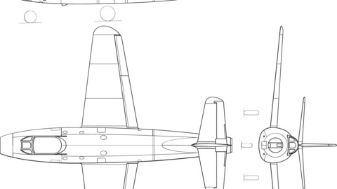 Yakolev Yak-19 3-view-svg vector file