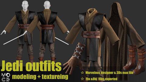 Jedi  Outfit (Zprj,UV,Fbx,OBJ,Texture)