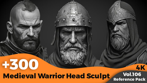 +300 Medieval Warrior Head Sculpt References(4k)