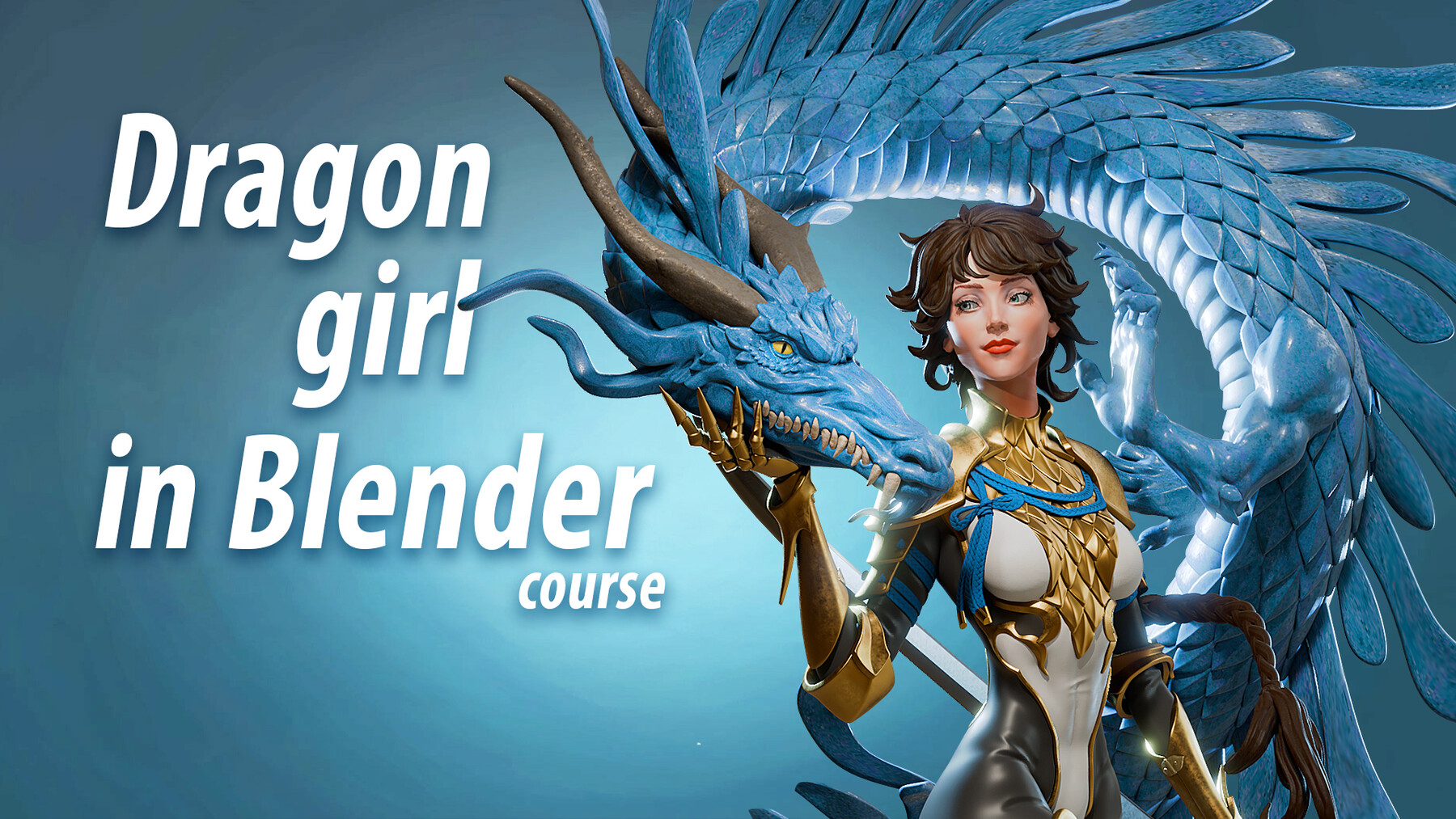 Blender龙女人物角色雕刻建模材质灯光渲染教程 中英文字幕 Dragon girl in Blender course