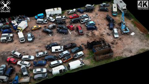 car wrecks abandoned area dronescan