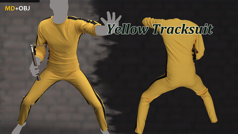 Yellow Tracksuit_Bruce Lee style_李小龙风格__Marvelous designer(Clo3d) project