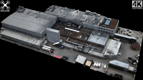 Industrial factory buildings dronescan