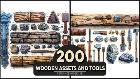 Wooden Assets and Tools 4K Reference/Concept Images