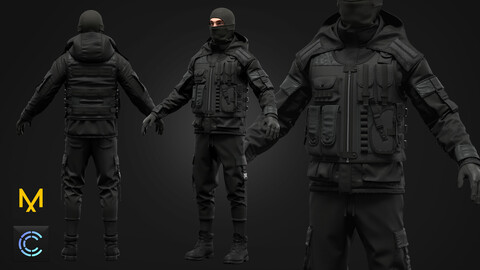 Tactical Uniform Set for men (MD/ Clo3d zprj project + fbx + obj)