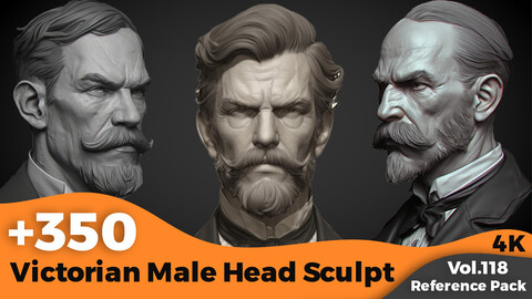 +350 Victorian Male Head Sculpt References(4k)