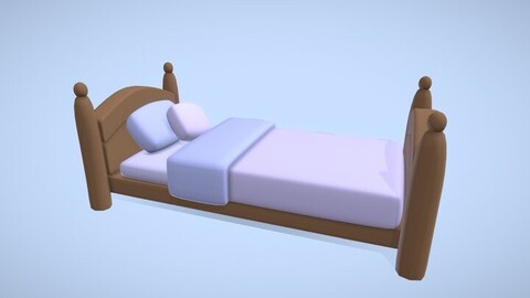 Low poly single bed