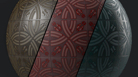 Brick Wall Materials 94- Ornament Ceramic Tile | Sbsar Pbr 4k Seamless