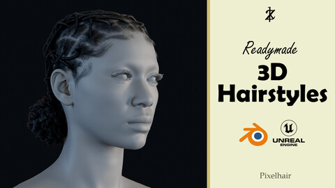 PixelHair Hairstyle - Dreads 014 (Hair for blender/ unreal engine / metahuman) Afro hair | Kinky hair | 4c Hair | African / African American Hair